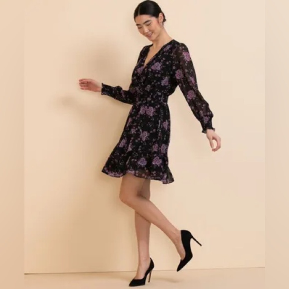 Ricki's Black and Purple Floral Long Sleeve Dress
